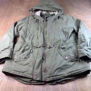 Men’s Collection B New York Olive Green Hooded Anorak Utility Jacket XL Lined